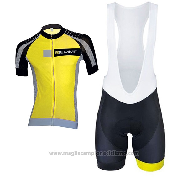 2017 Abbigliamento Ciclismo Biemme Moody Giallo Manica Corta e Salopette